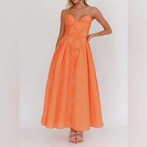 Spaghetti Strap Maxi Dress in Bright Orange